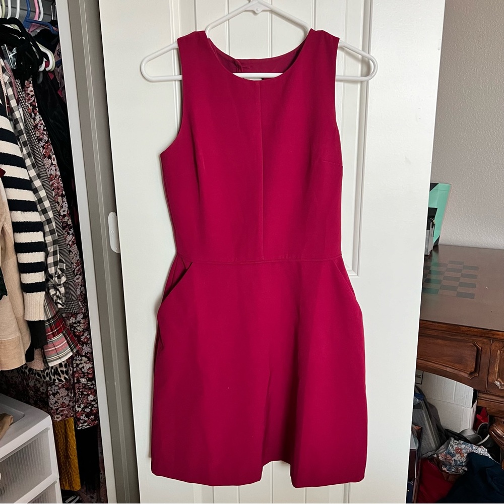 Gap petite sleeveless pocket above knee dress red magenta size 0
